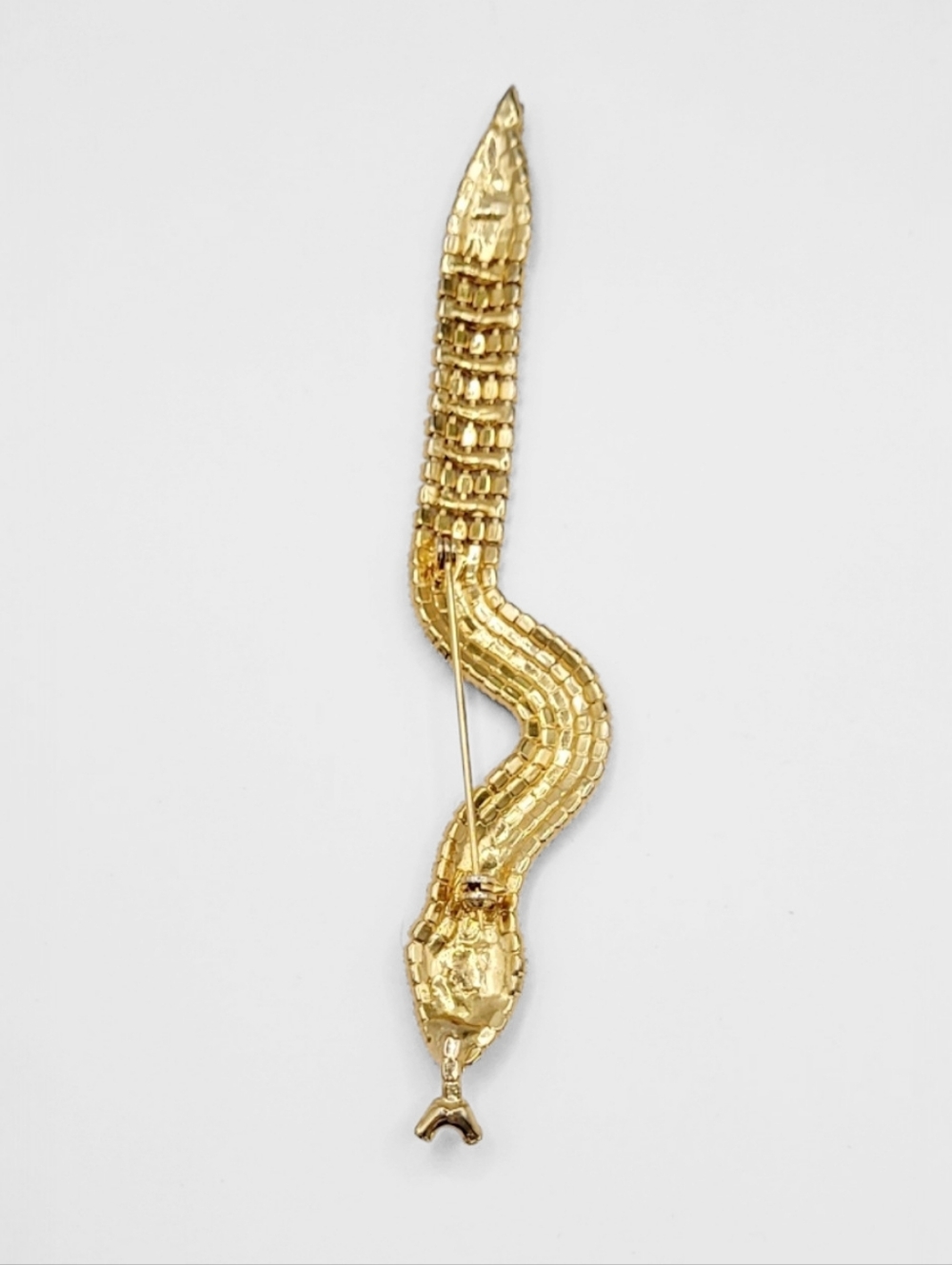Vintage Gold Tone Crystal Snake Brooch - Picture 4 of 5